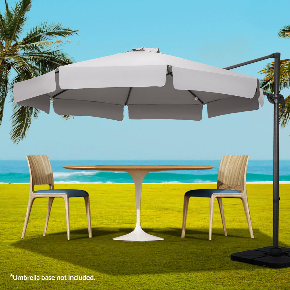 Cantilever Umbrella | 360 Degree Tilt | Straight Valance | Instahut | Roma | 3m | Grey