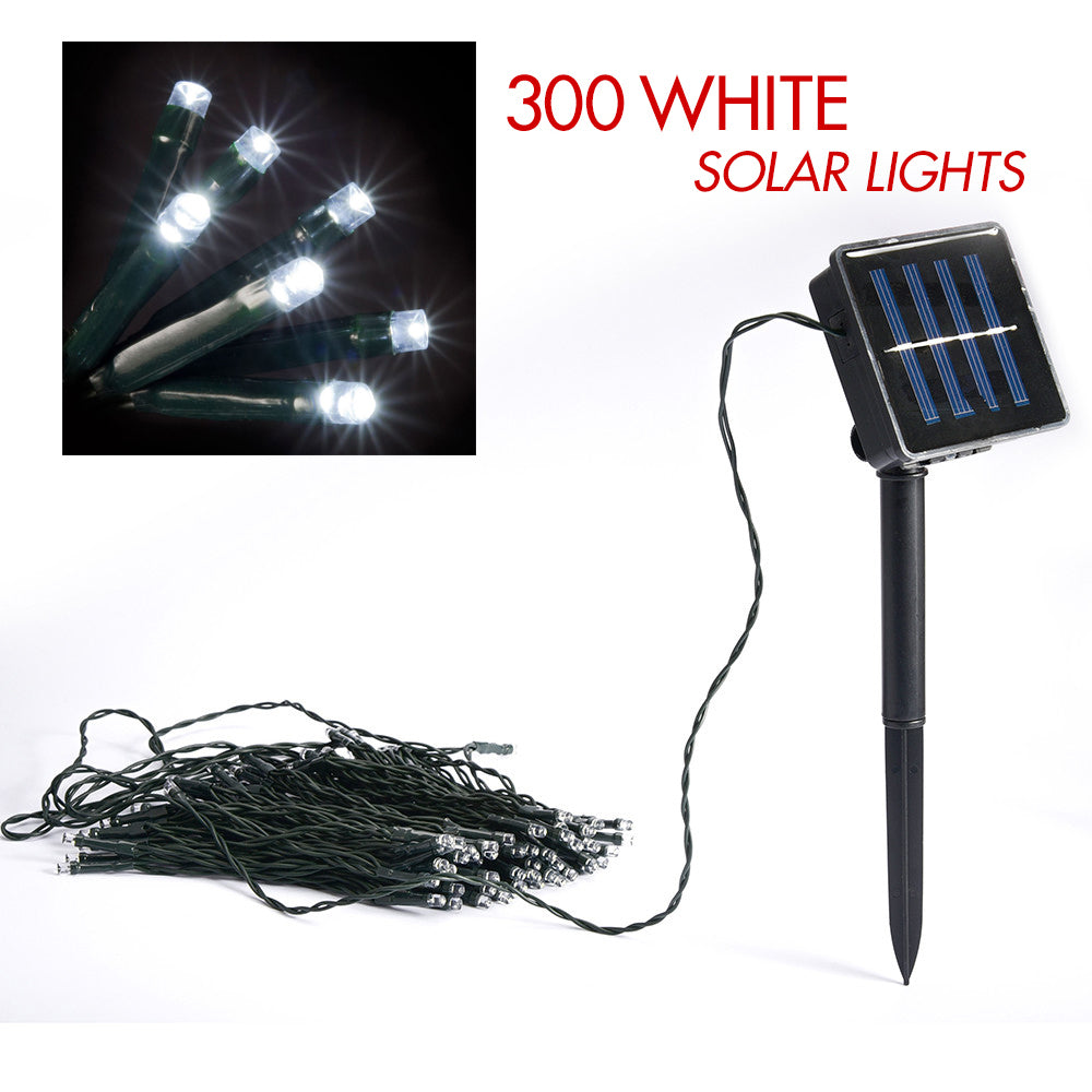 32m 300 LED White string lights Solar Powered