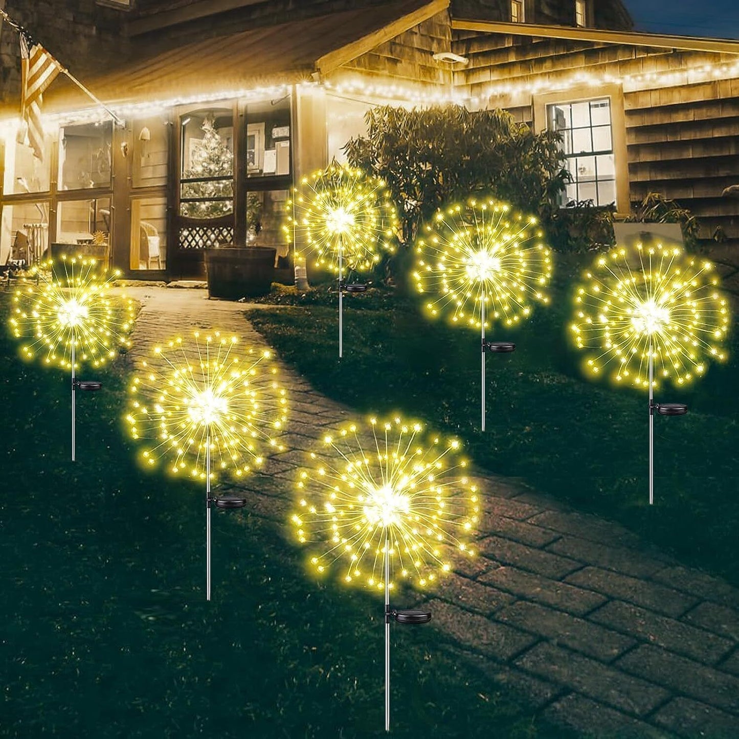 Colourful Fireworks Outdoor Lights | 200 LED | Multi Colour | 90cm | Solar Powered