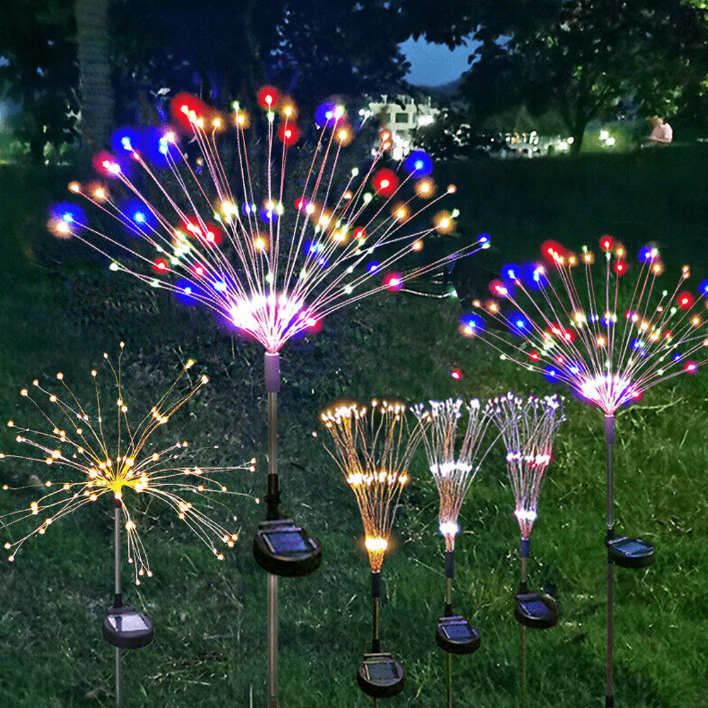 Colourful Fireworks Outdoor Lights | 200 LED | Multi Colour | 90cm | Solar Powered