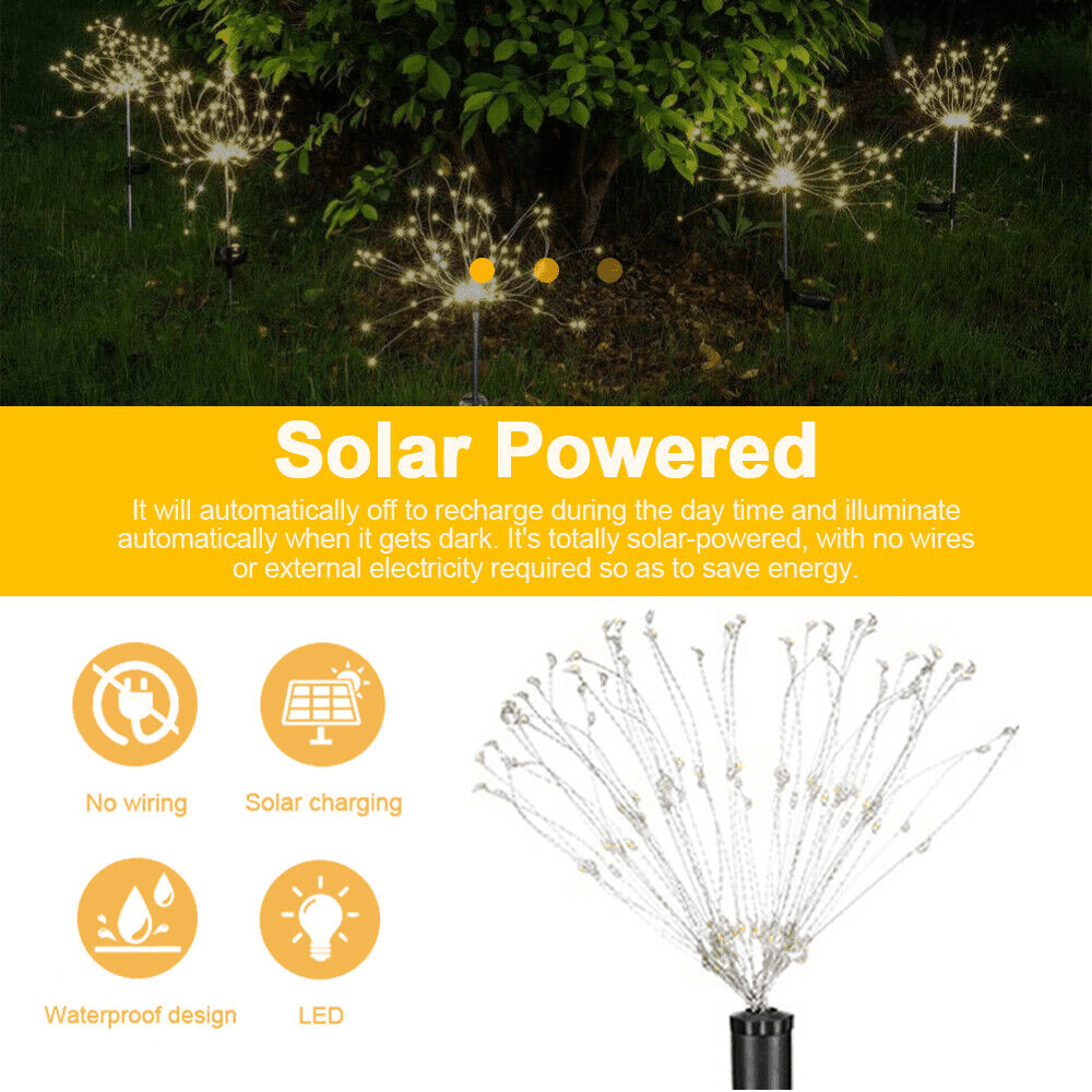 Colourful Fireworks Outdoor Lights | 200 LED | Multi Colour | 90cm | Solar Powered