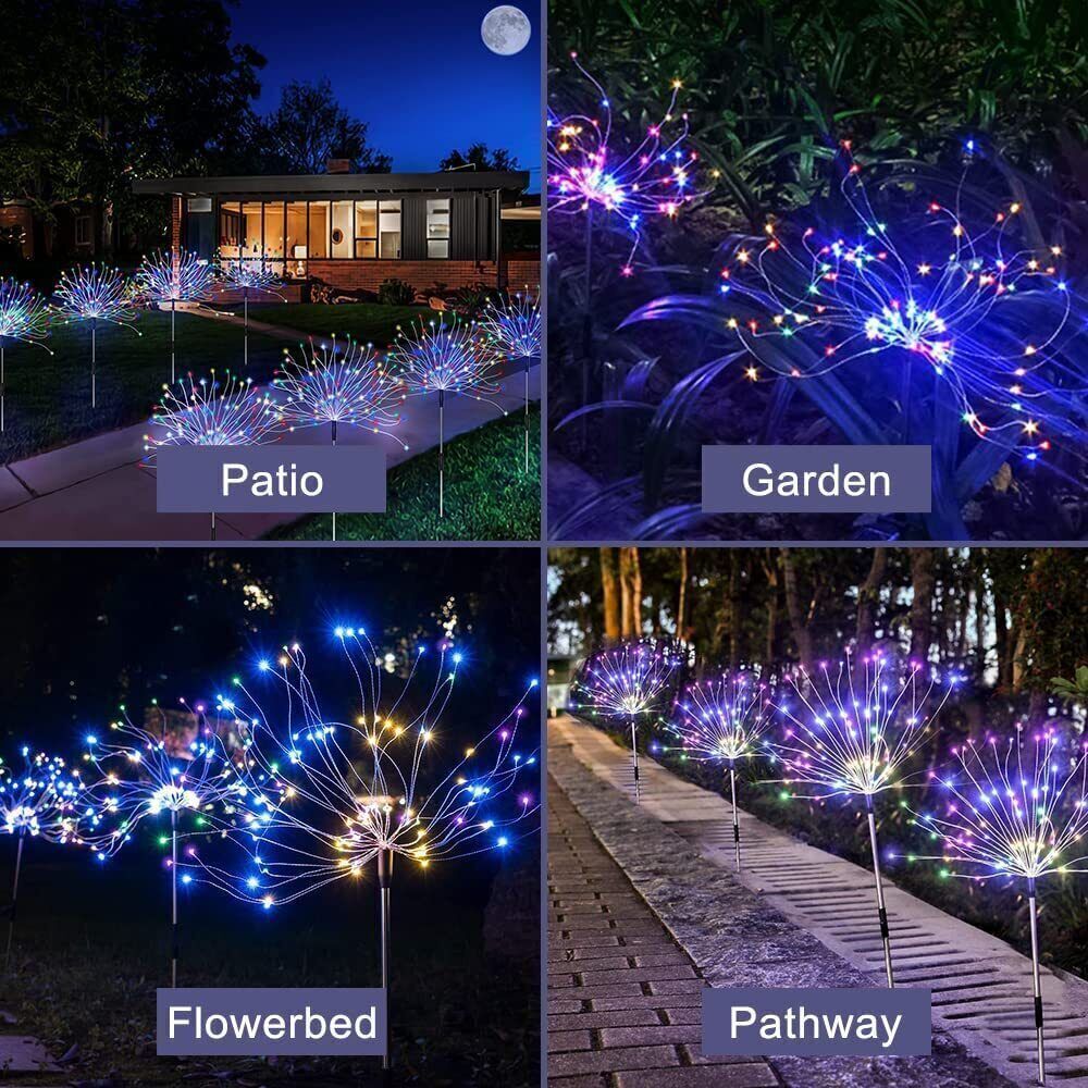 Colourful Fireworks Outdoor Lights | 200 LED | Multi Colour | 90cm | Solar Powered