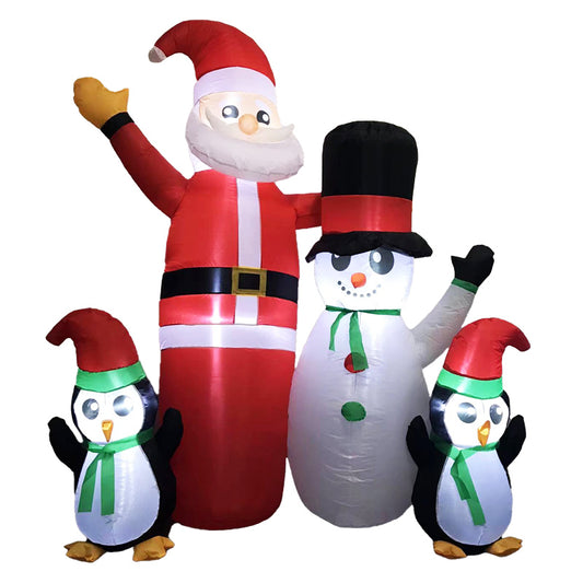 Christmas Inflatable | Santa Snowman and Penguin Greeting with LED | Festiss | 1.8m