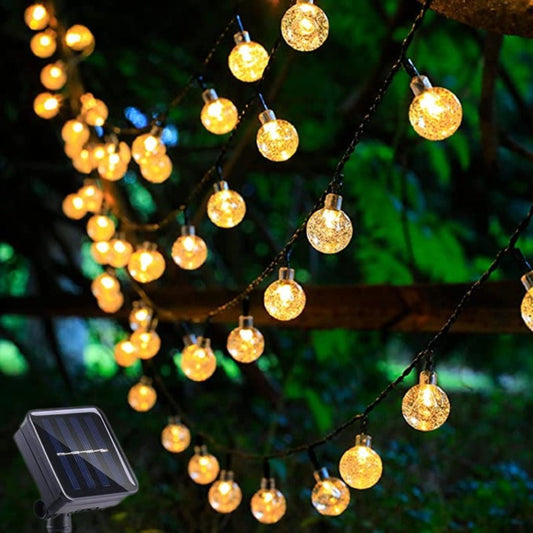 12m NOVEDEN 100 Light Bulb Solar String Light Warm Light Solar Powered