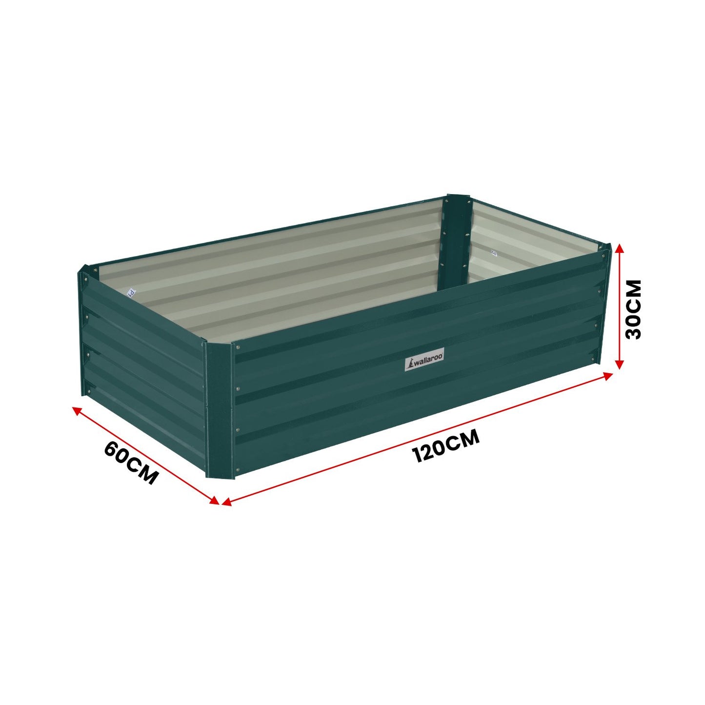 Garden Bed | Wallaroo | 120 x 60 x 30cm | Galvanized Steel - Green