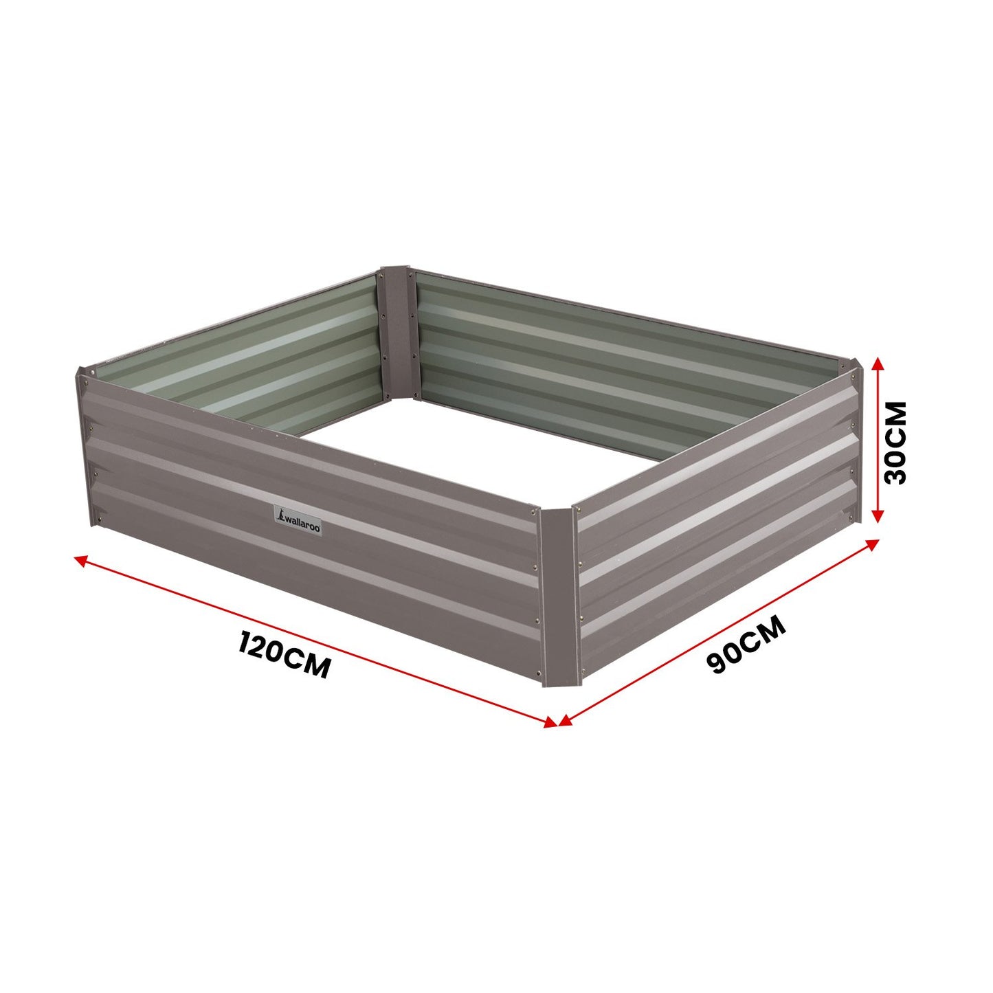 Garden Bed | Wallaroo | 120 x 90 x 30cm | Galvanized Steel - Grey