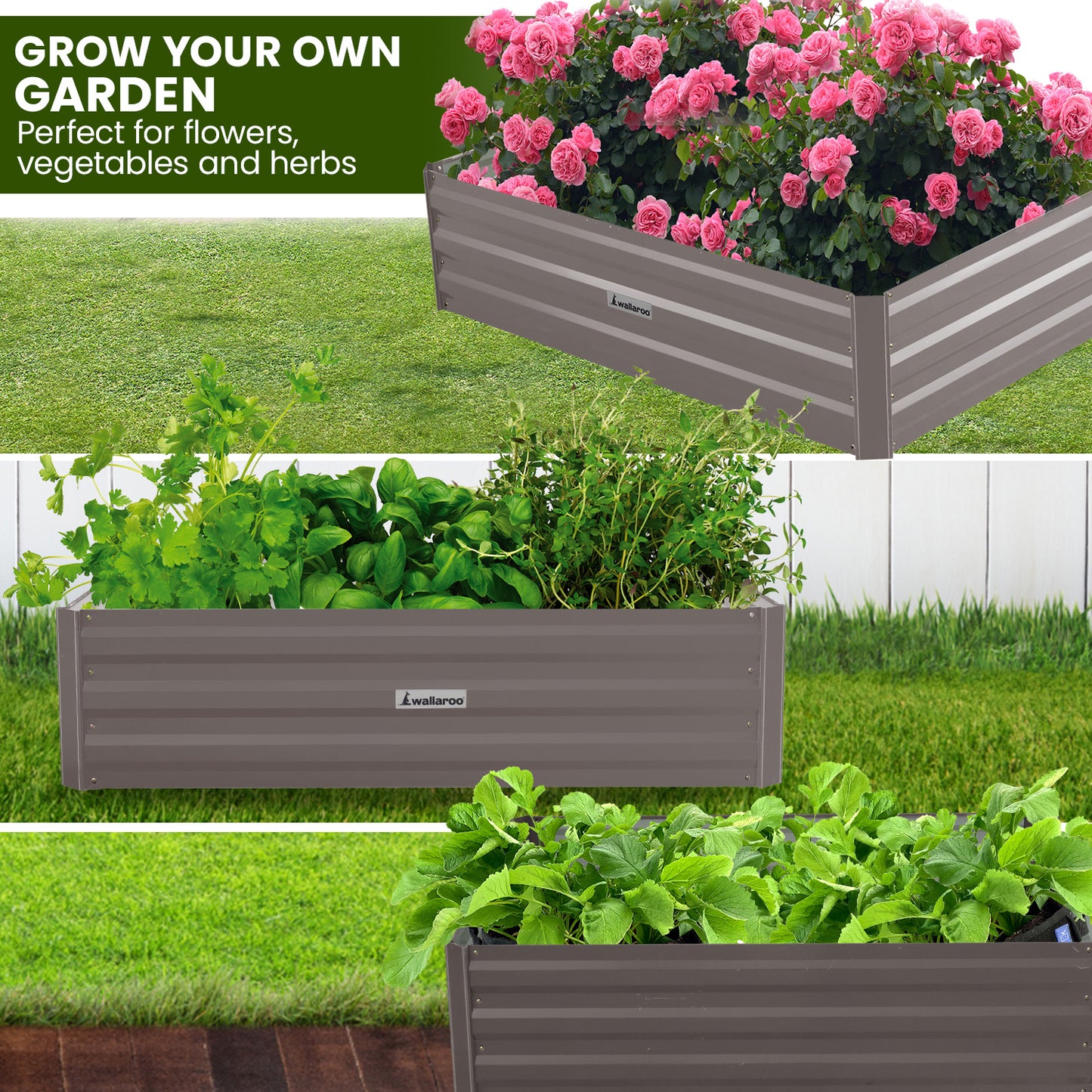Garden Bed | Wallaroo | 120 x 90 x 30cm | Galvanized Steel - Grey