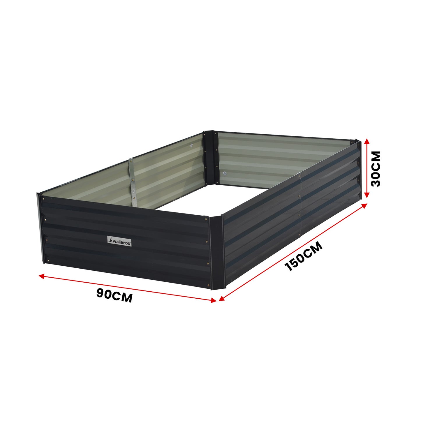 Garden Bed | Wallaroo | 150 x 90 x 30cm | Galvanized Steel - Black