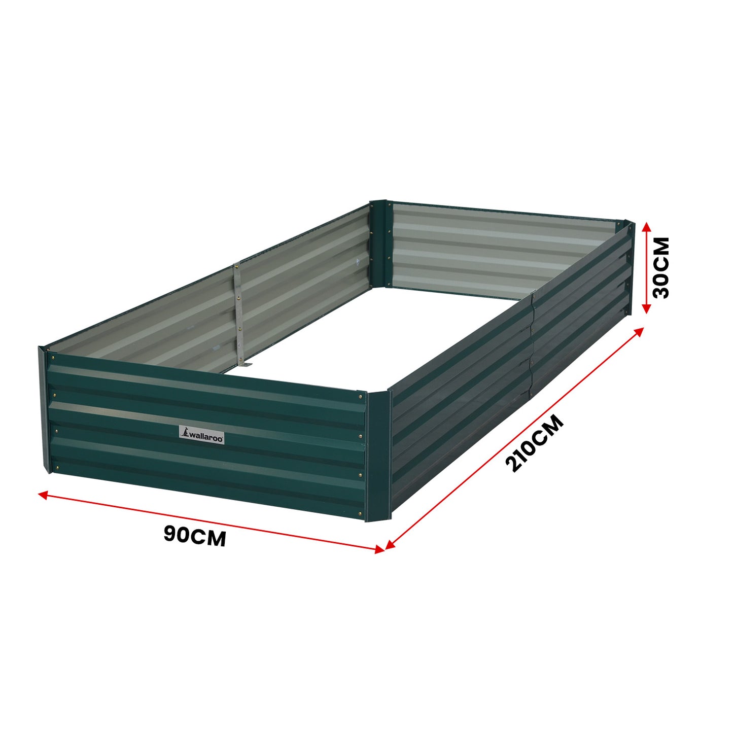 Garden Bed | Wallaroo | 210 x 90 x 30cm | Galvanized Steel - Green