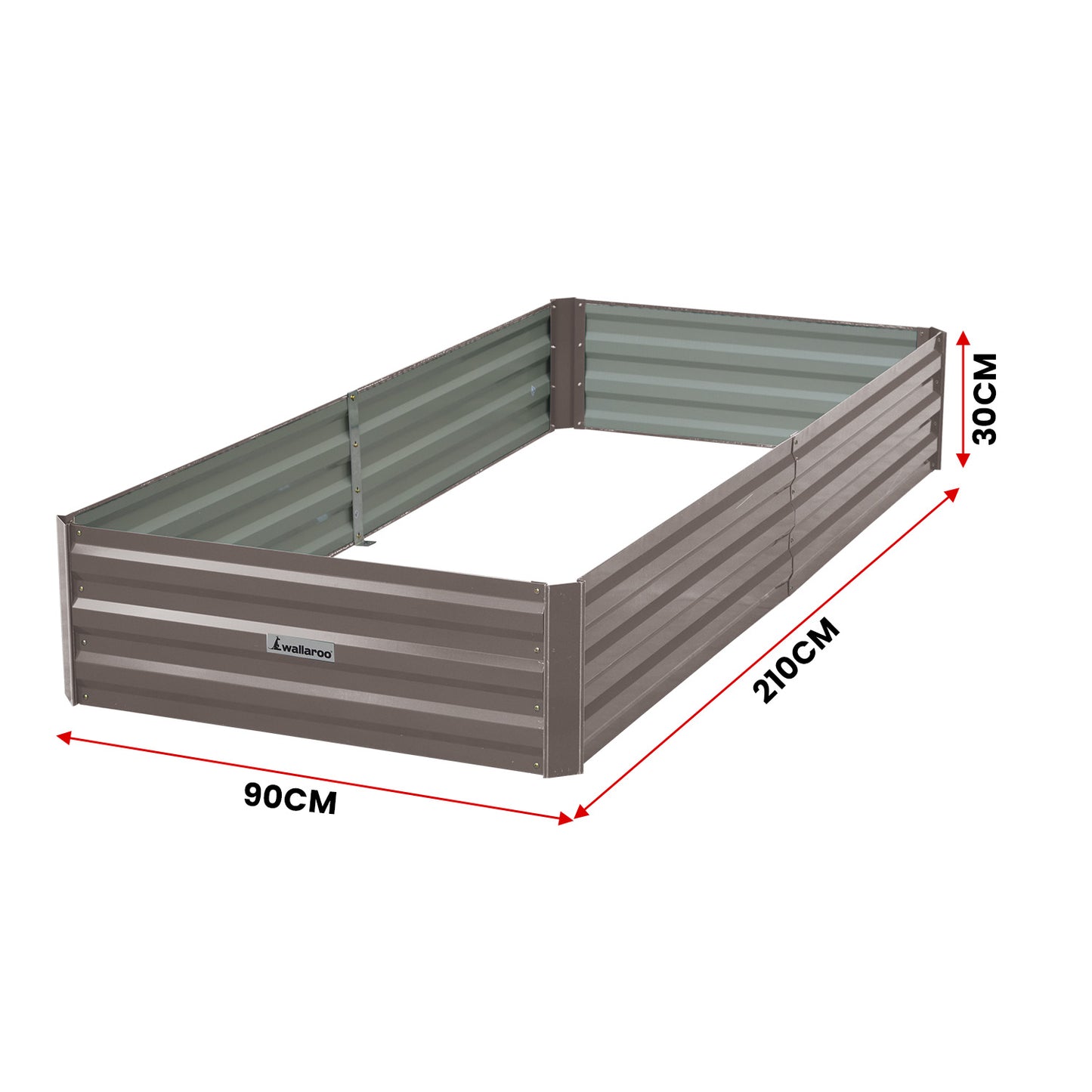 Garden Bed | Wallaroo | 210 x 90 x 30cm | Galvanized Steel - Grey