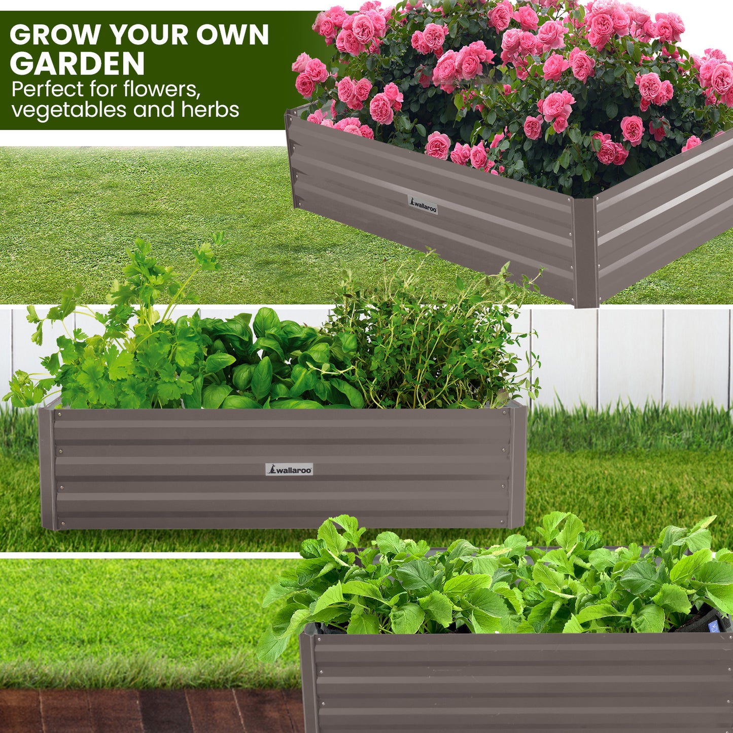 Garden Bed | Wallaroo | 210 x 90 x 30cm | Galvanized Steel - Grey