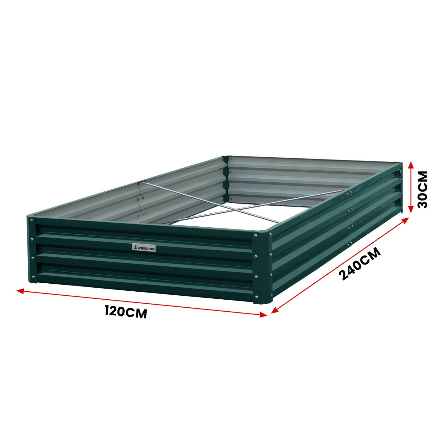 Garden Bed | Wallaroo | 240 x 120 x 30cm | Galvanized Steel - Green