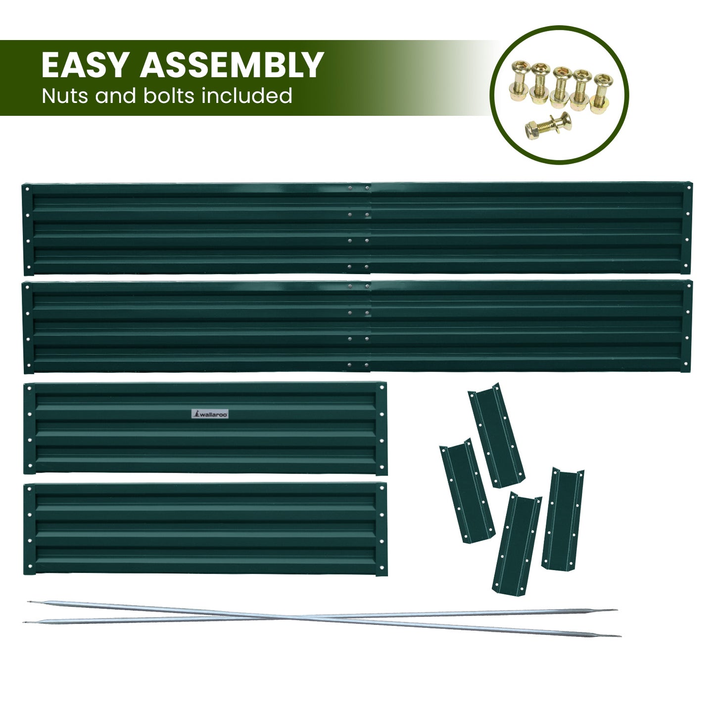 Garden Bed | Wallaroo | 240 x 120 x 30cm | Galvanized Steel - Green
