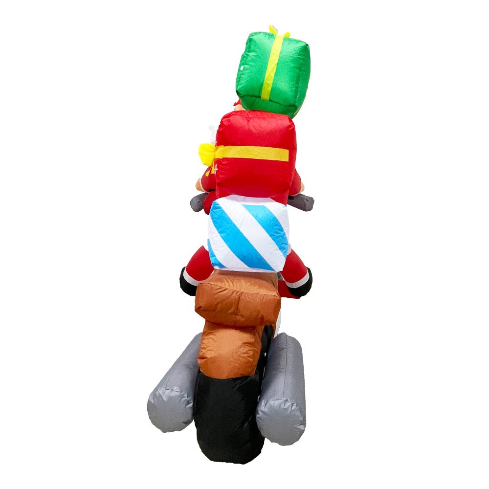 Christmas Inflatable | Motorbike Santa Illuminated Decoration | 2.1m Long