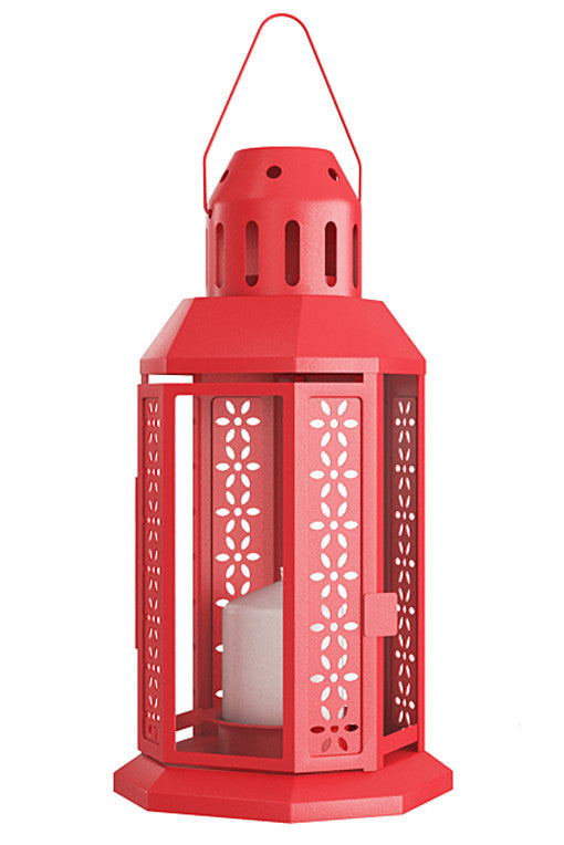 Metal Miners Lantern Xmas Decoration | 10 Pack | 22cm | Red | Tealight Candle