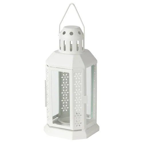 Metal Miners Lantern Xmas Decoration | 5 Pack | 22cm | White | Tealight Candle