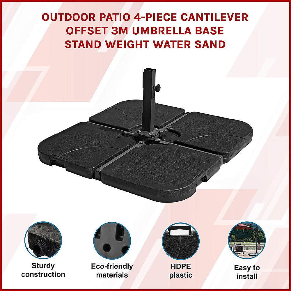 Cantilever Umbrella Base Stand | 4 Plate Square | Instahut | 50cm 60kg