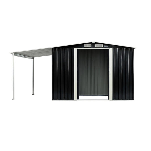Shed Wallaroo 10ft x 8ft Zinc Steel Garden Shed with Open Storage Black
