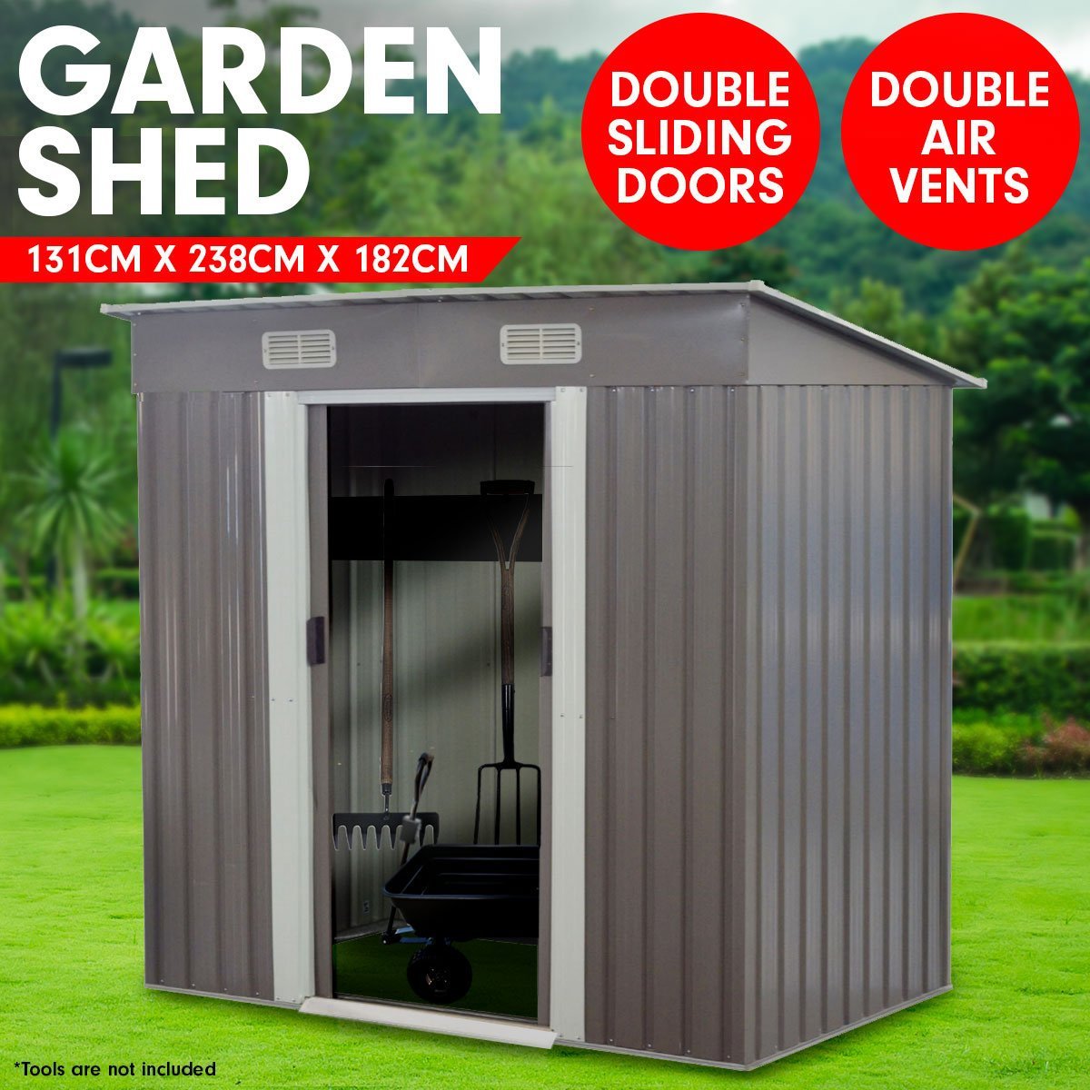 Shed Wallaroo 4ft x 8ft Garden Shed Sloped Roof Outdoor Storage - Grey