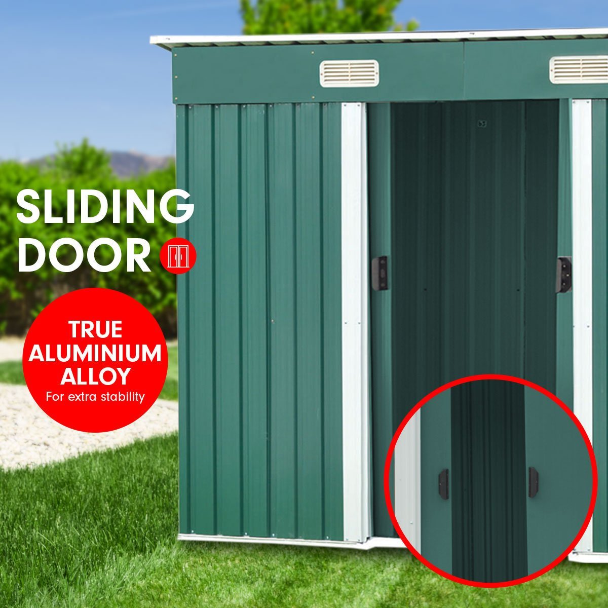 Shed Wallaroo 4ft x 8ft with Metal Base Garden Outdoor Storage - Green