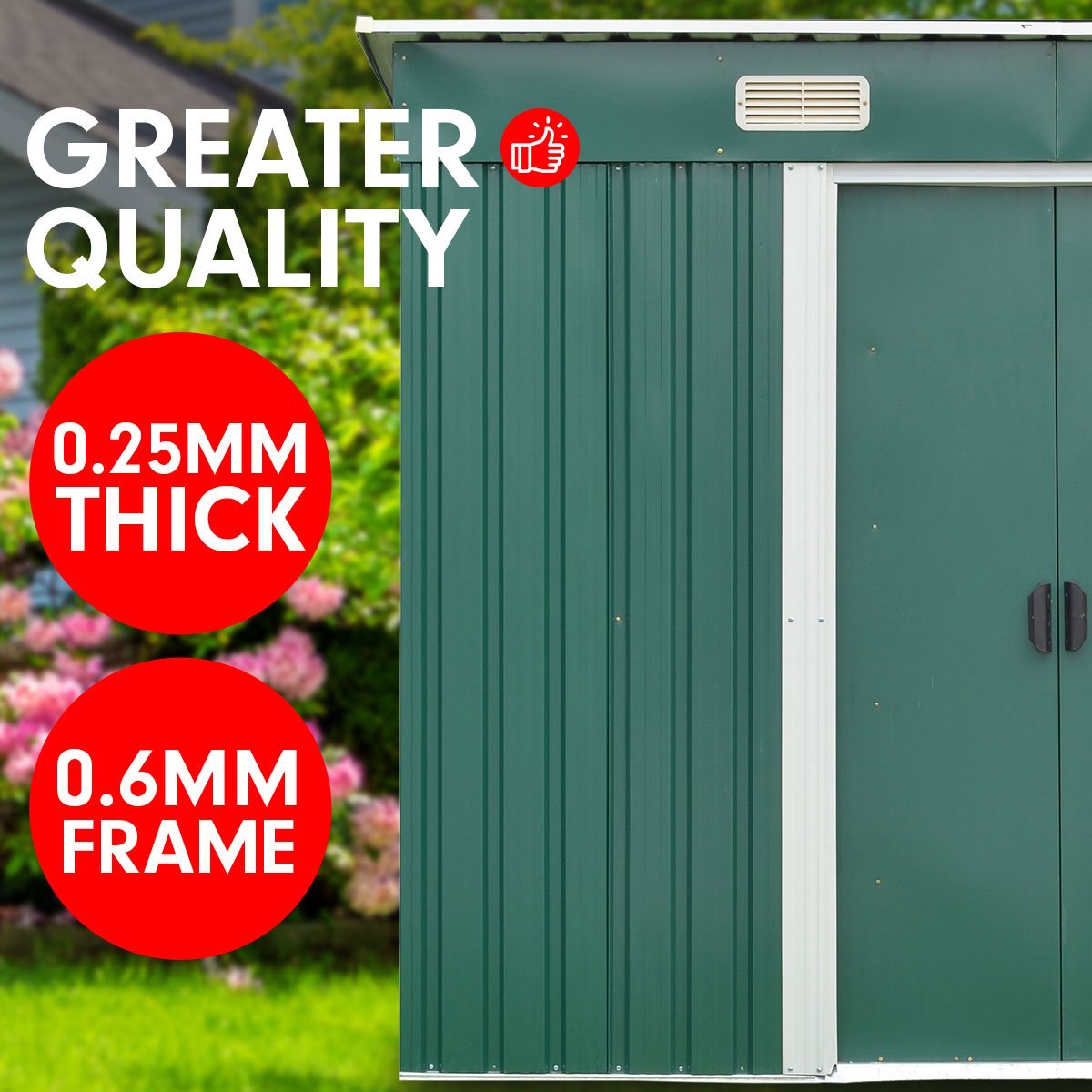Shed Wallaroo 4ft x 8ft with Metal Base Garden Outdoor Storage - Green