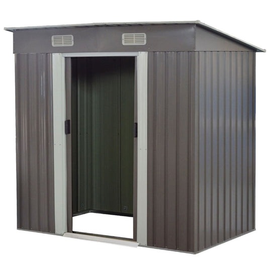 Shed Wallaroo 4ft x 8ft Garden Shed with Base Sloped Roof Outdoor Storage - Grey