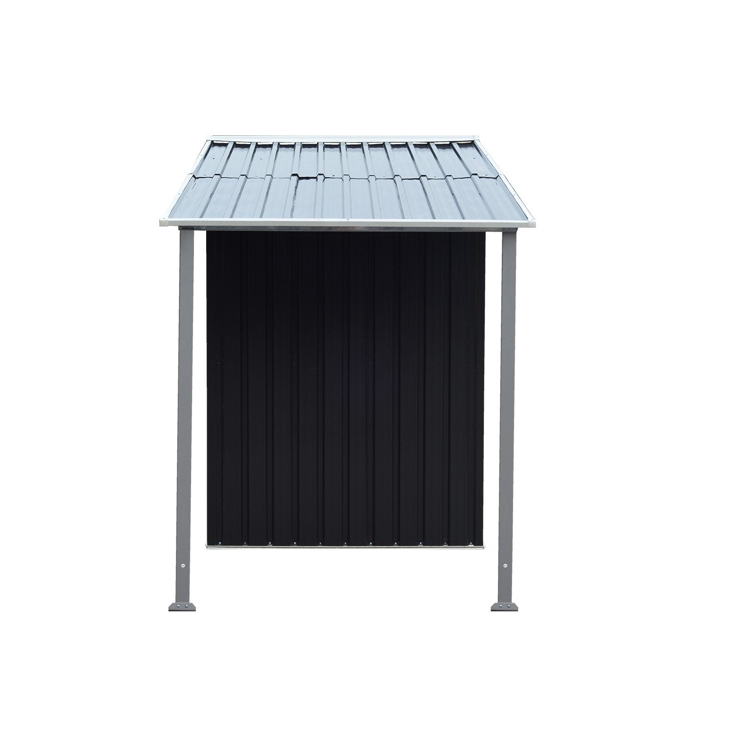 Shed Wallaroo 4ft x 8ft Zinc Steel Garden Shed with Open Storage Black