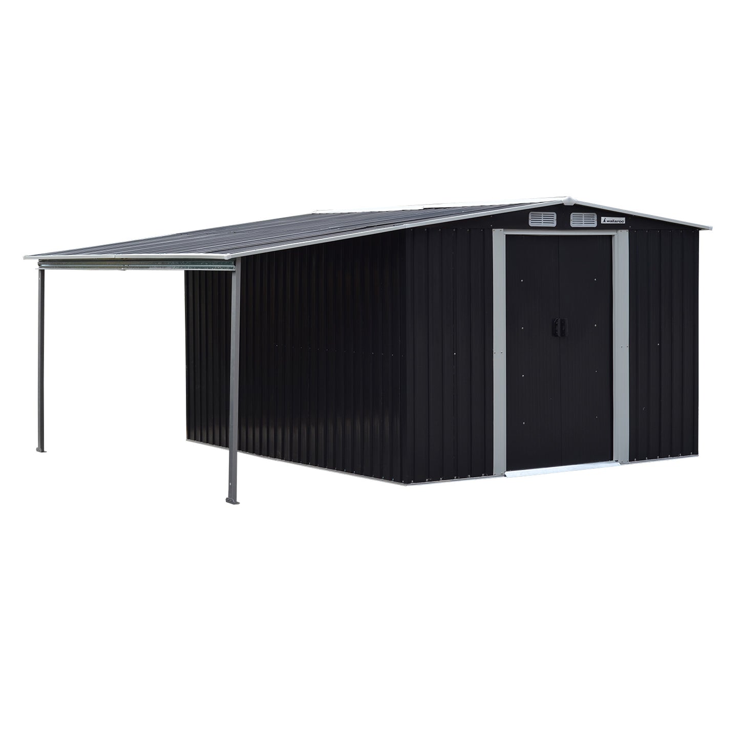 Shed Wallaroo 6ft x 8ft Zinc Steel Garden Shed with Open Storage Black