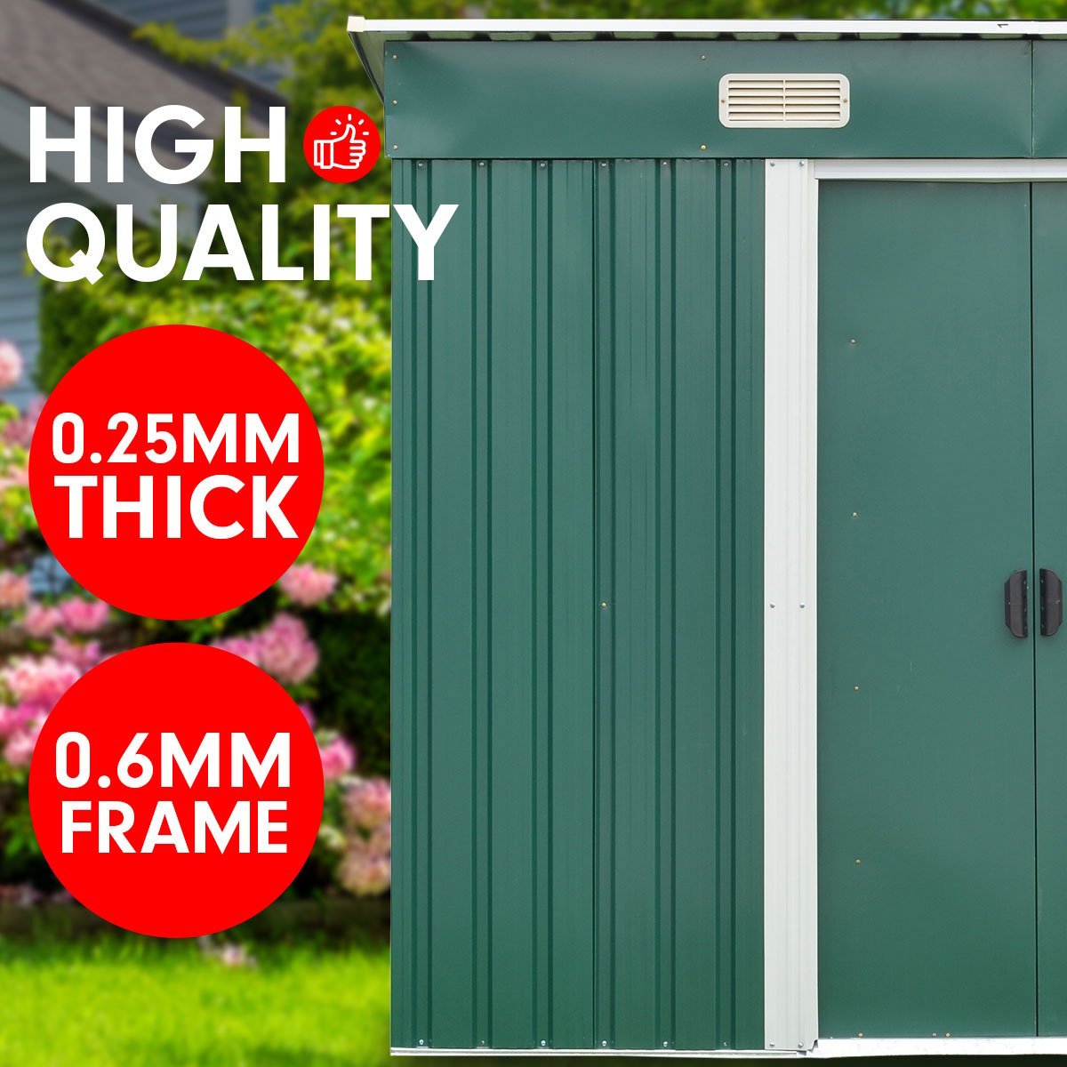 Shed Wallaroo Garden Shed 4ft x 6ft Outdoor Storage - Green