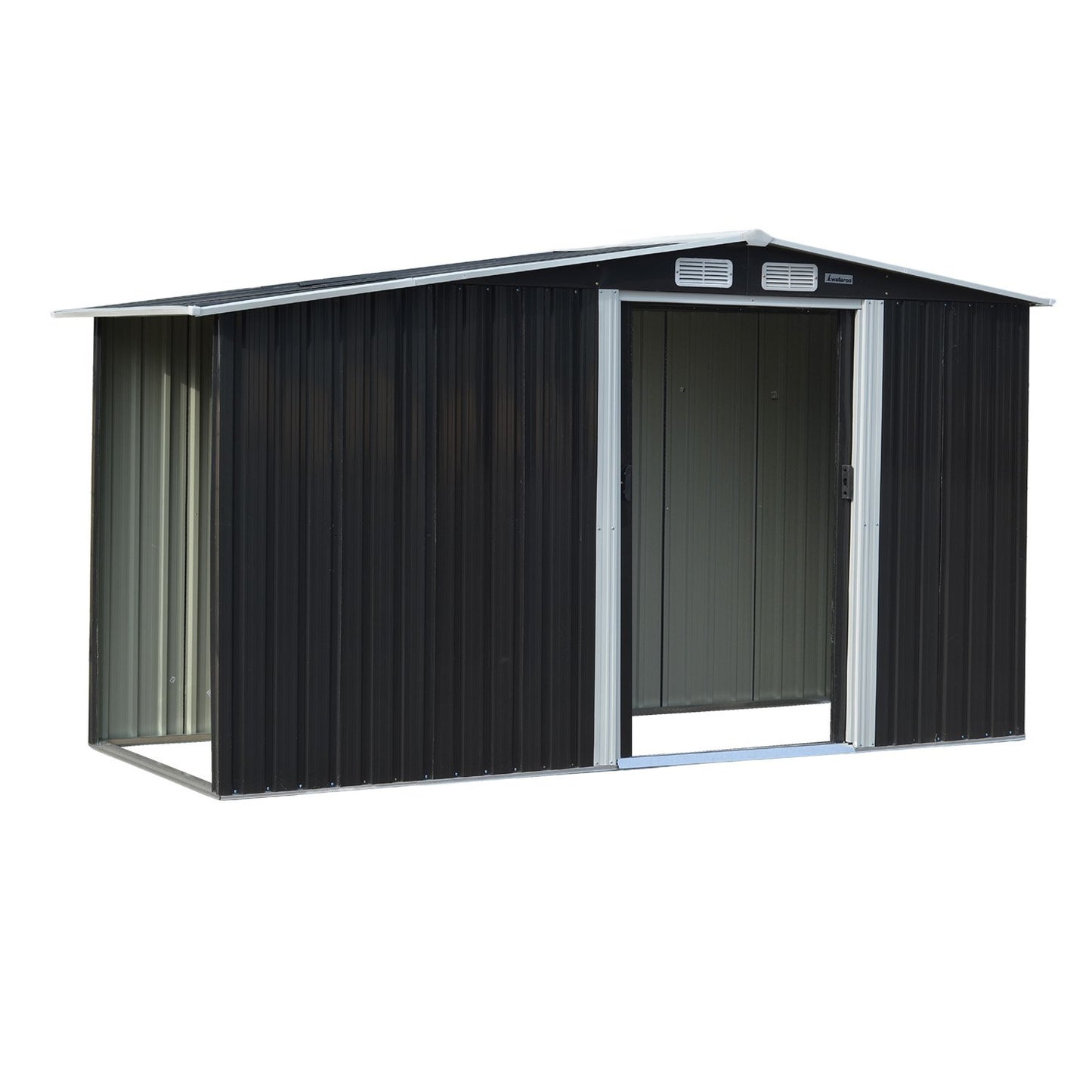 Shed Wallaroo Garden Shed with Semi-Close Storage 4ft x 8ft - Black