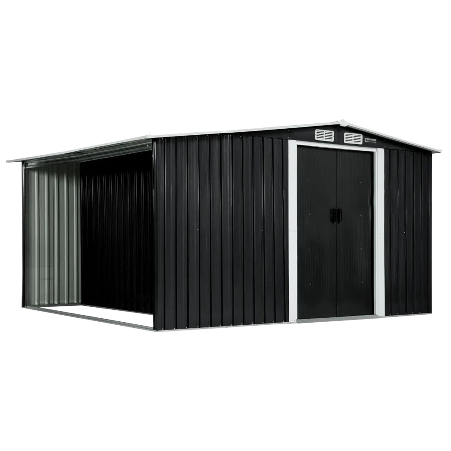 Wallaroo Garden Shed with Semi-Close Storage 6*8FT - Black Conch Outdoors