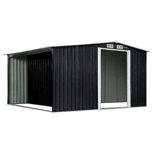 Wallaroo Garden Shed with Semi-Close Storage 6*8FT - Black Conch Outdoors