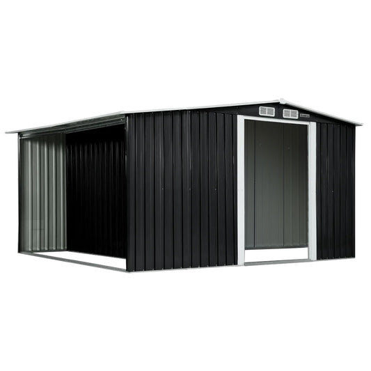 Shed Wallaroo Garden Shed with Semi-Closed Storage 10ft x 8ft - Black