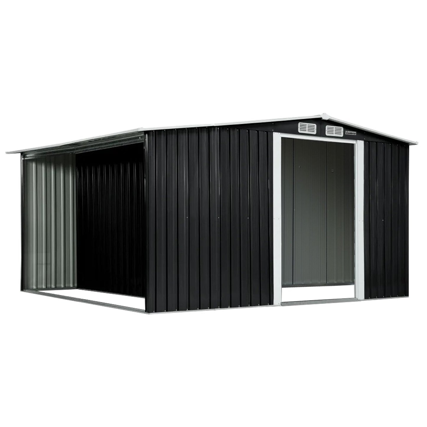 Wallaroo Garden Shed with Semi-Closed Storage 8*8FT - Black Conch Outdoors