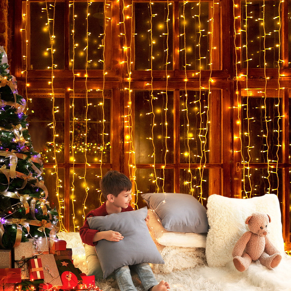 Christmas Lights Curtain | 600 LED | Jingle Jollys | Warm White | 6m x 3m | Mains Powered