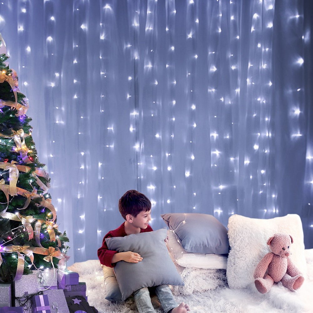 Christmas Lights Curtain | 600 LED | Jingle Jollys | Cool White | 6m x 3m | Mains Powered