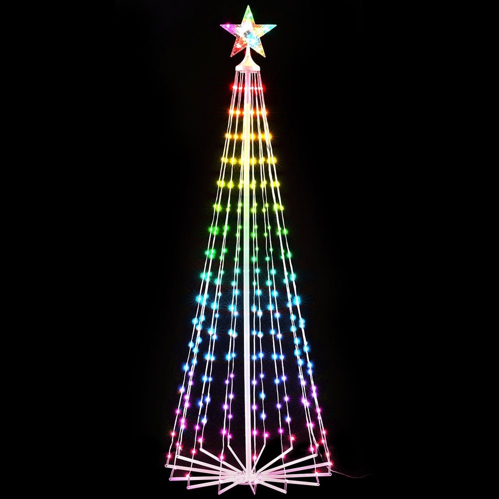 Christmas Tree Cascading Rope Light | 265 LED | Jingle Jollys | Changeable Colours | 1.8m | Mains Powered