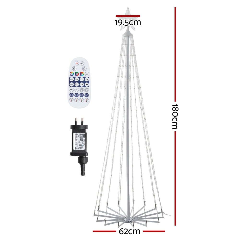 Christmas Tree Cascading Rope Light | 265 LED | Jingle Jollys | Changeable Colours | 1.8m | Mains Powered