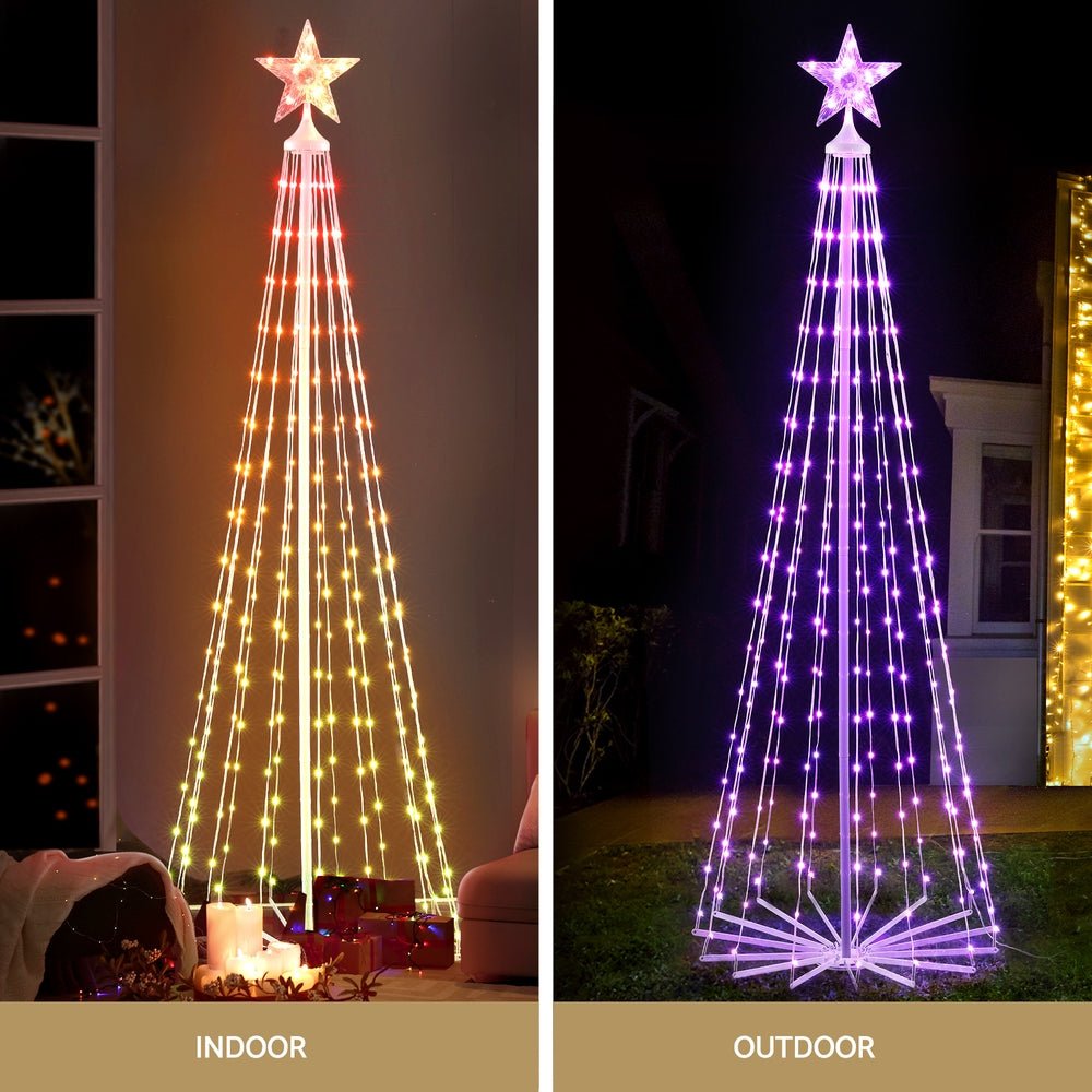 Christmas Tree Cascading Rope Light | 265 LED | Jingle Jollys | Changeable Colours | 1.8m | Mains Powered