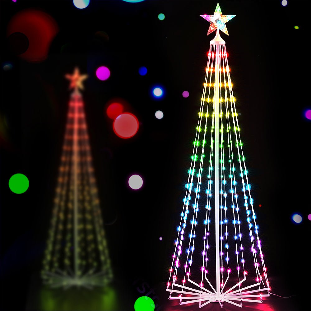 Christmas Tree Cascading Rope Light | 265 LED | Jingle Jollys | Changeable Colours | 1.8m | Mains Powered