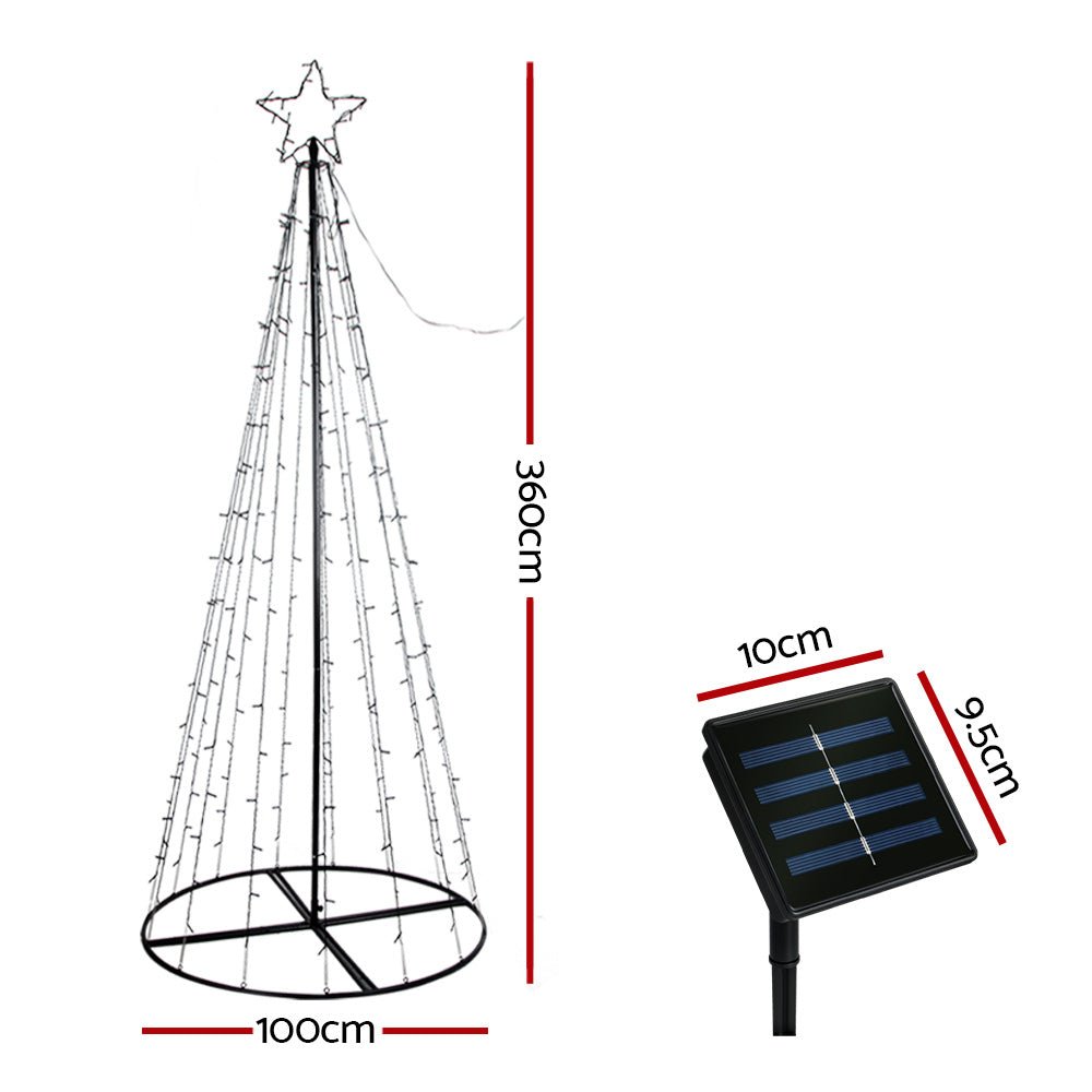 Christmas Tree Light Decoration | 400 LED | Jingle Jollys | Multi Colour | 3.6m | Solar Powered