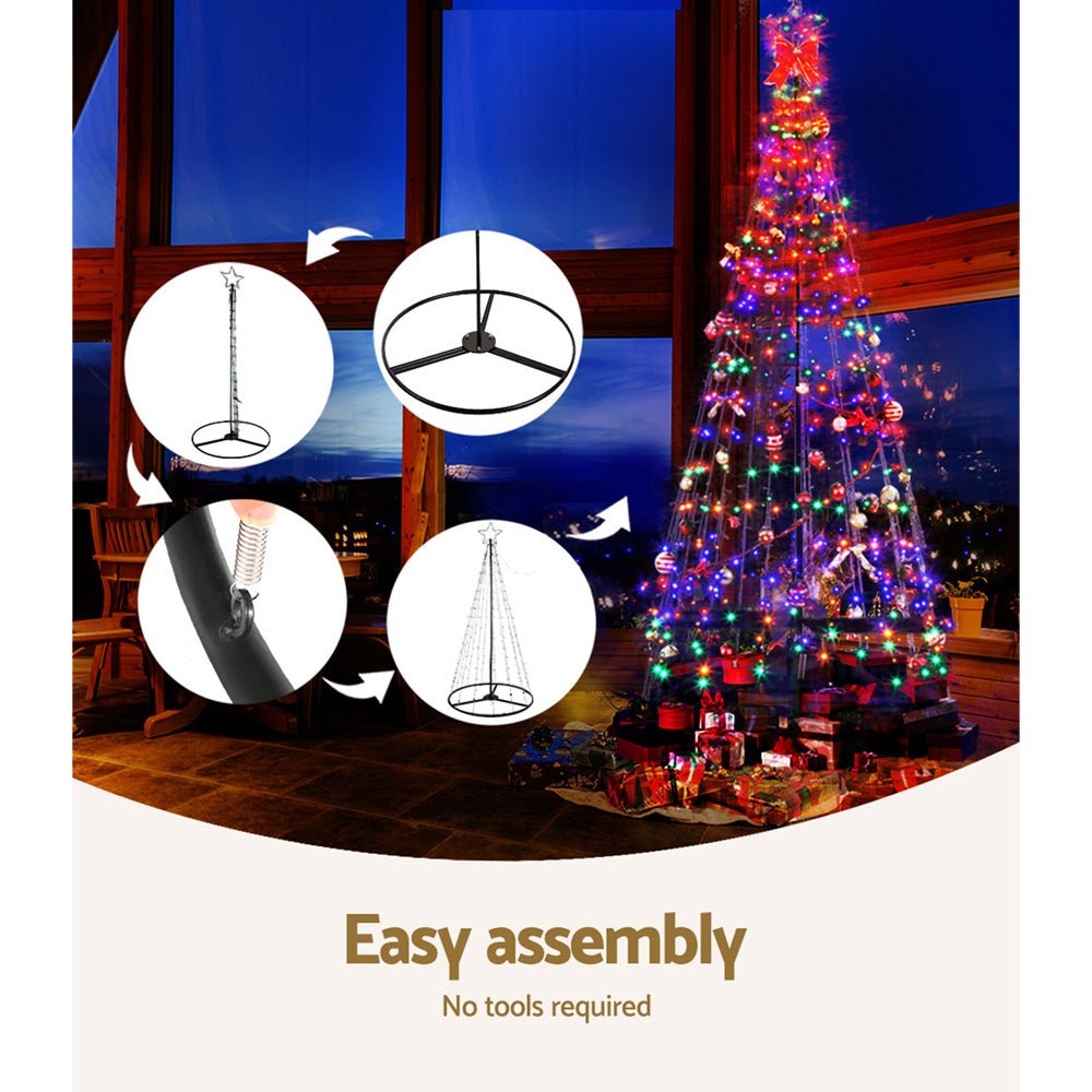 Christmas Tree Light Decoration | 400 LED | Jingle Jollys | Multi Colour | 3.6m | Solar Powered