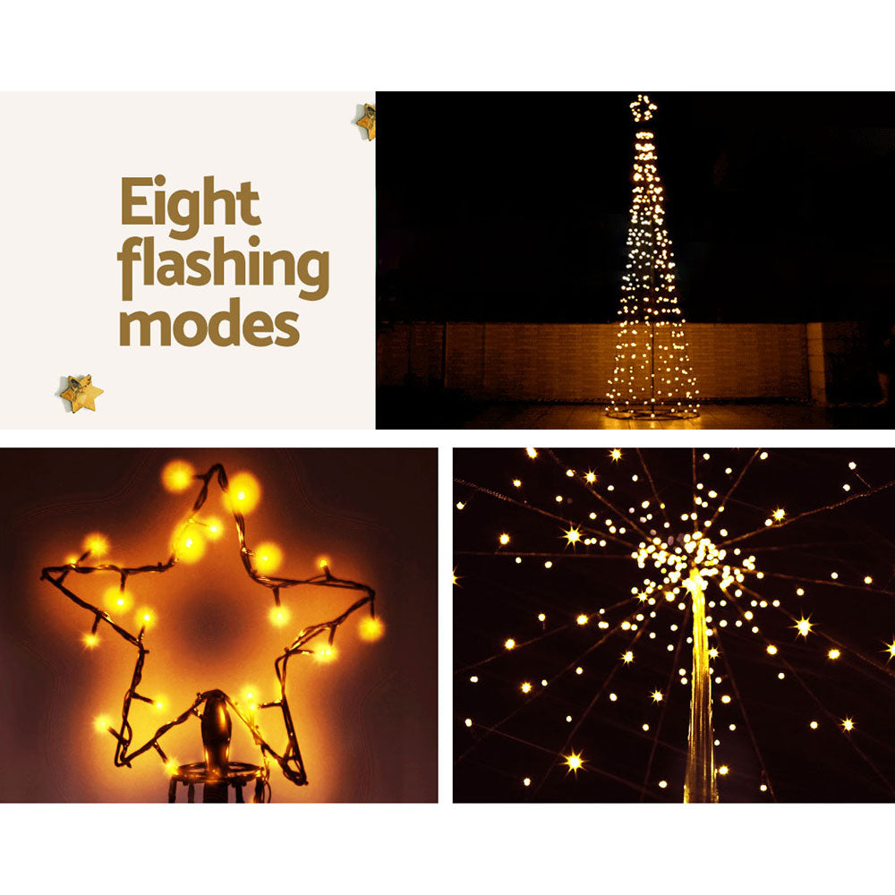 Christmas Tree Cascading Rope Light | 400 LED | Jingle Jollys | Warm White | 3.6m | Solar Powered