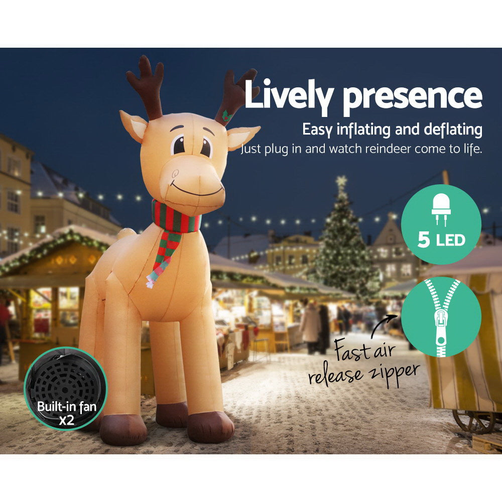 Christmas Inflatable | Reindeer Illuminated Decoration | Jingle Jollys | 5m