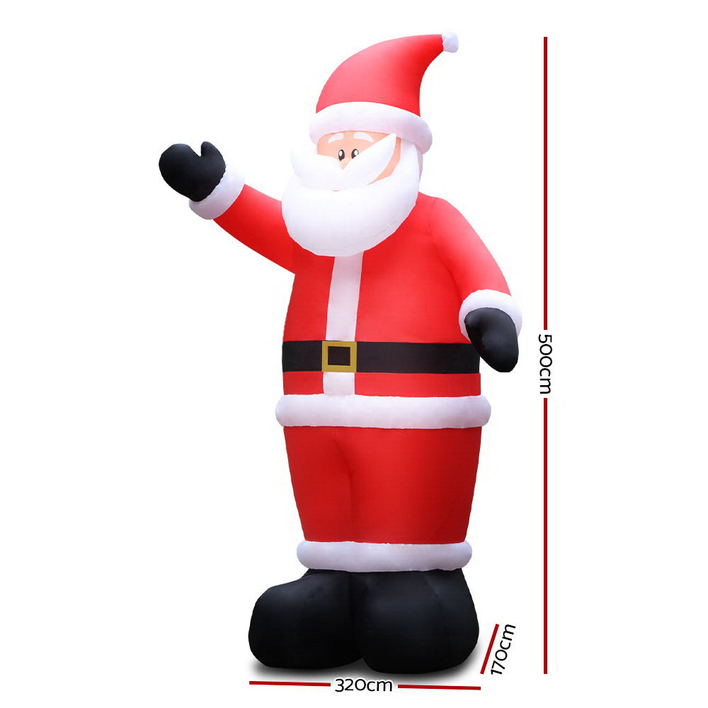 Christmas Inflatable | Waving Santa Illuminated Decoration | Jingle Jollys | 5m