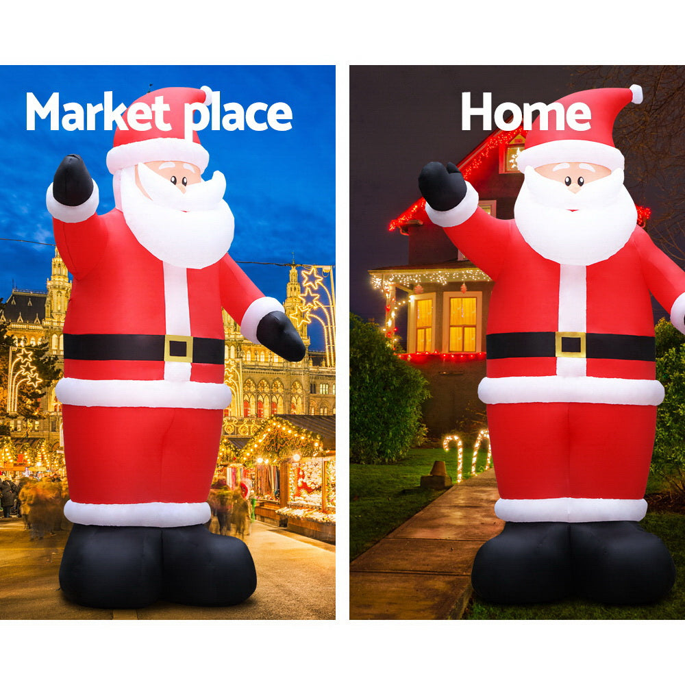 Christmas Inflatable | Waving Santa Illuminated Decoration | Jingle Jollys | 5m