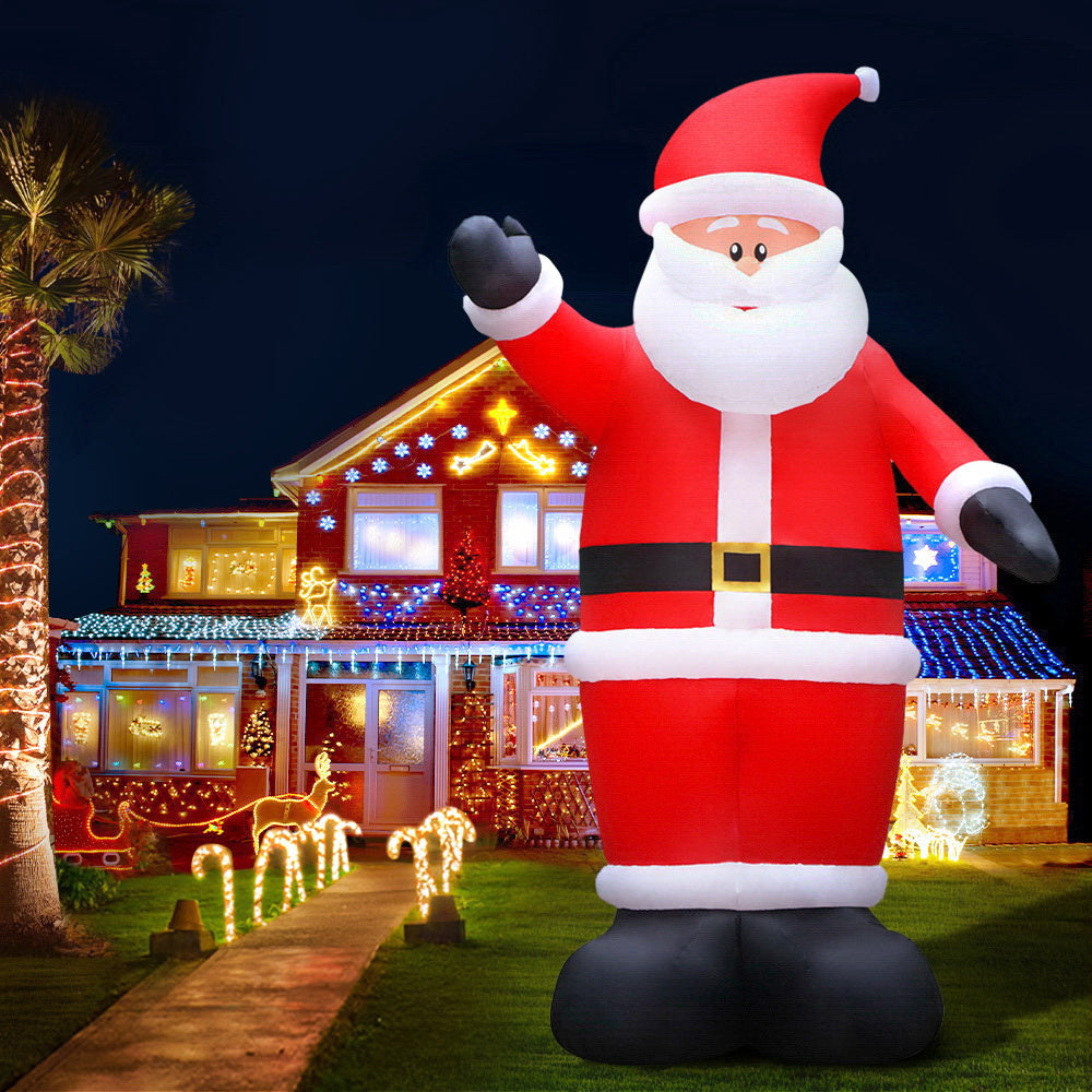 Christmas Inflatable | Waving Santa Illuminated Decoration | Jingle Jollys | 5m