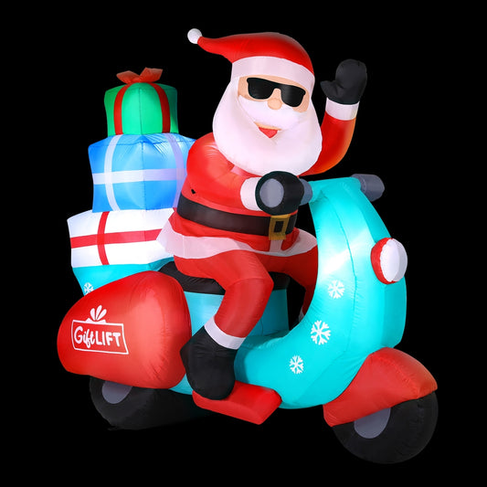 Christmas Inflatable | Motorbike Santa Illuminated Decoration | Jingle Jollys | 1.8m