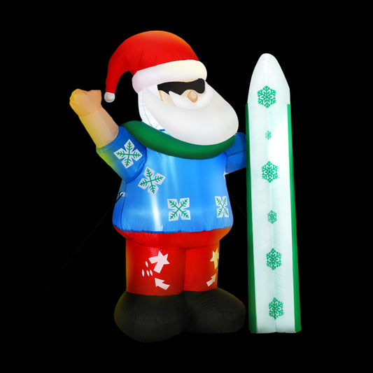 Christmas Inflatable | Ski Santa Illuminated Decoration | Jingle Jollys | 1.6m