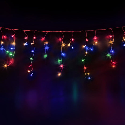 12.5m Jingle Jollys Christmas Lights Icicle String Light Multi Colour Solar Powered